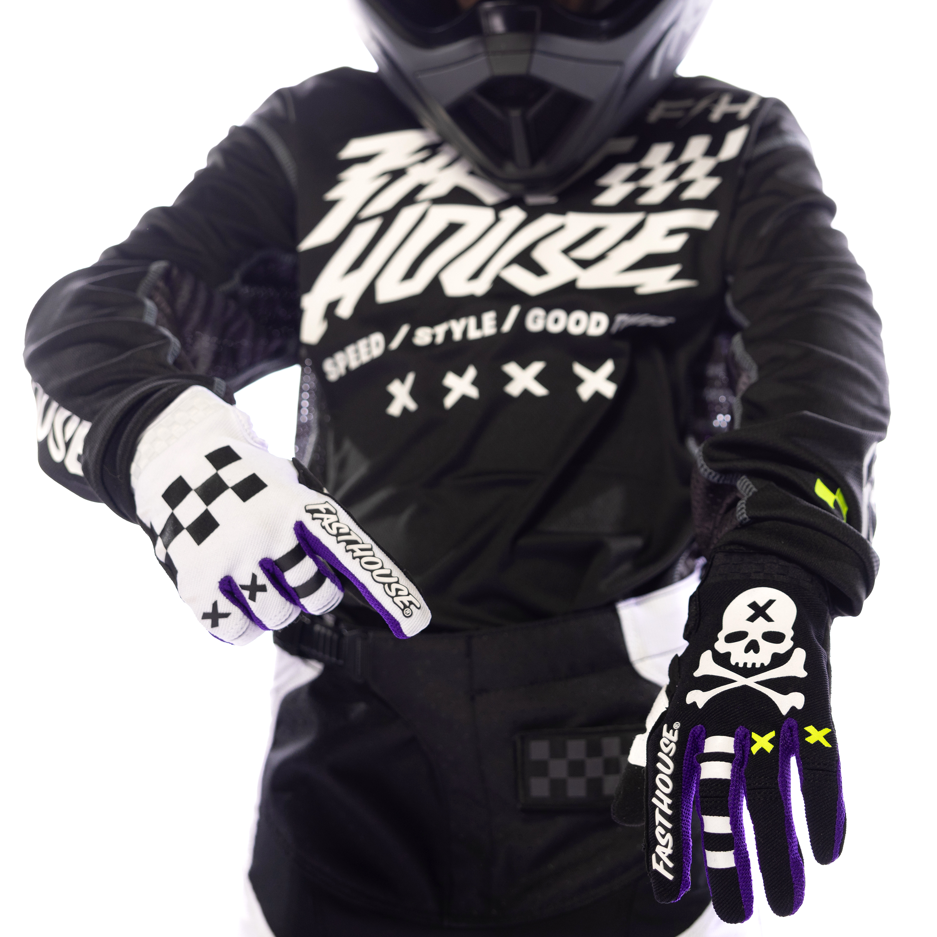 Youth Speed Style Rufio Glove - Black_White_A3